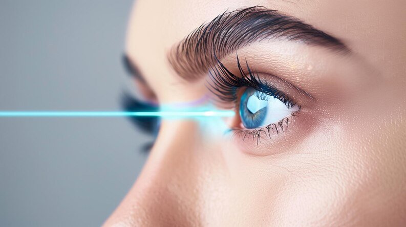 a girl eye shine after refractive lasik laser surgery