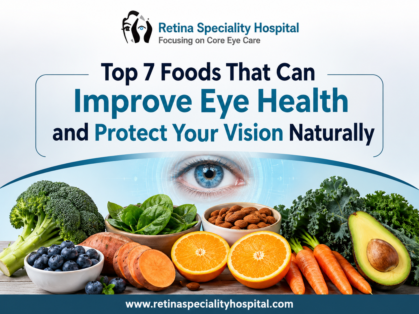 Top 7 foods that can improve eye health and protect your vision naturally, including nutrient-rich foods for healthy eyesight and long-term vision care