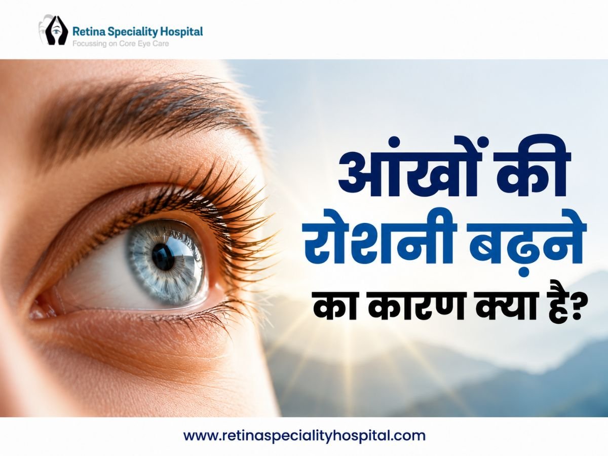 आंखों की रोशनी कम होने के कारणों को दर्शाता चित्र, जिसमें धुंधली दृष्टि और नेत्र रोगों की जानकारी दी गई है।